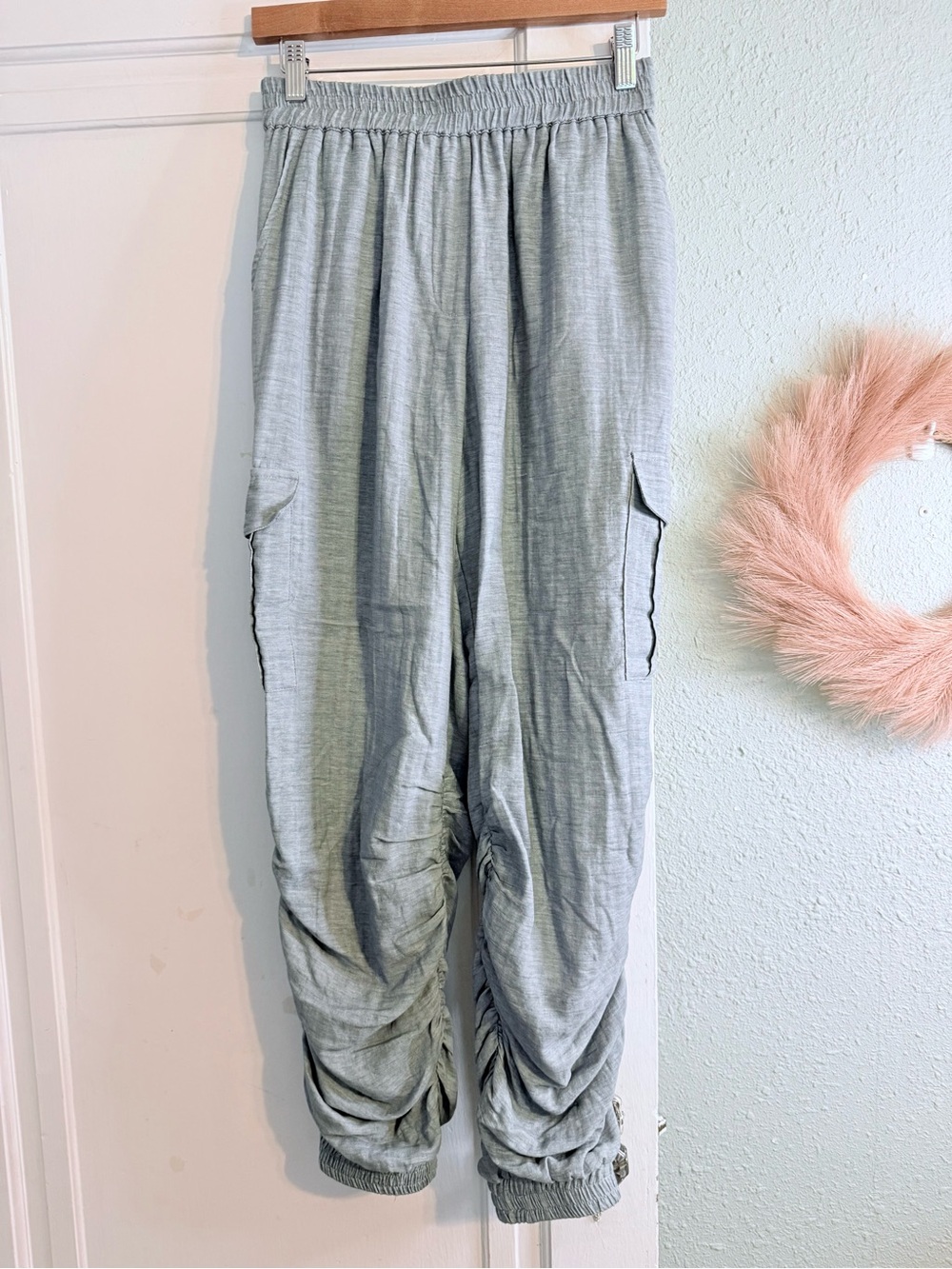 Mystree Light Gray Cargo-Style Jogger Pants